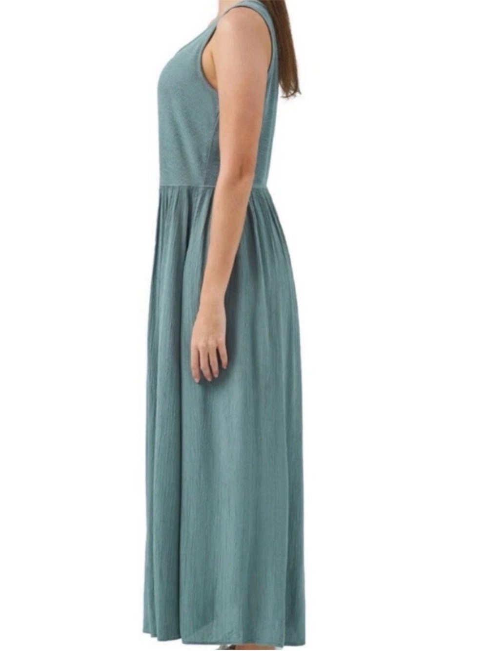 Frye Seafoam Green Sleeveless Scoop Neck Button Front Maxi Dress. Size Large.
